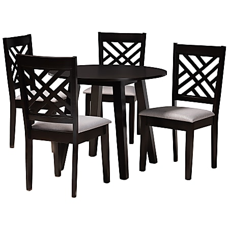 Baxton Studio Lilly Dining Set, 29-15/16”H x 35-7/16”W x 35-7/16”D, Gray/Dark Brown