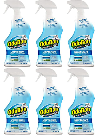 OdoBan Odor Eliminator Disinfectant Spray, Fresh Linen Scent, 32 Oz, Case Of 6 Bottles