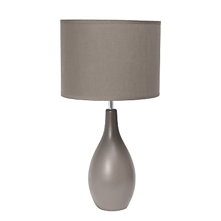 Simple Designs Oval Bowling Pin Table Lamp, 18-1/8"H, Gray Shade/Gray Base