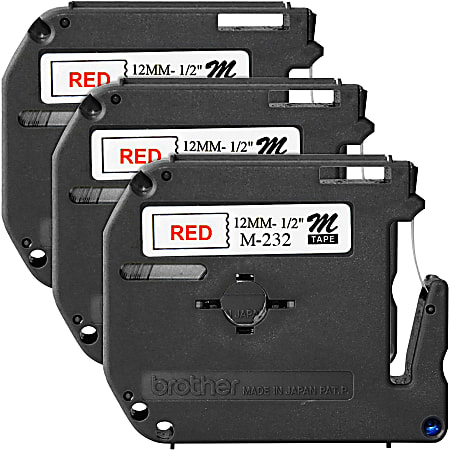 Brother P-touch Nonlaminated M Series Tape Cartridge - 1/2" x 26 1/5 ft Length - Rectangle - Direct Thermal - White - 3 / Bundle - Self-adhesive, Non-laminated