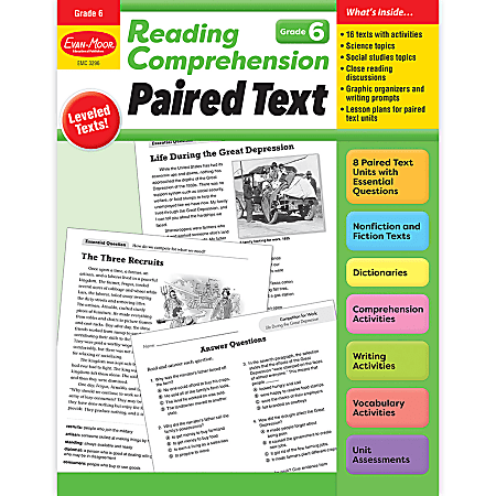 Evan-Moor Educational Publishers Reading Comprehension: Paired Text, Grade 6
