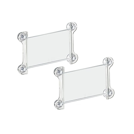 Azar Displays Window/Door Sign Holder Frame with Suction Cups 8.5''W x 5.5''H, Clear, Pack Of 2