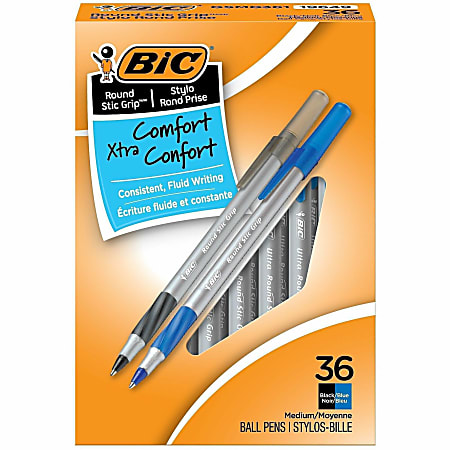 BIC Round Stic Grip Xtra Comfort Ball Pen, Fine Point  0.8 Mm , Black, Blue & Red, 12 Each Per Box Da095f22 C870 4d0a 94c9 073d7f537fcd.9f3e1b38aa623ff8613cbd0a73ea679a