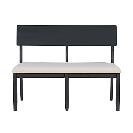 Linon Dixie Dining Bench, Beige/Dark Charcoal