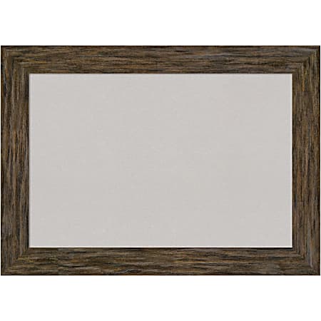 Amanti Art Rectangular Non-Magnetic Cork Bulletin Board, Gray, 43” x 31”, Fencepost Brown Wood Frame