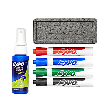 EXPO® Dry-Erase Starter Kit, Chisel-Tip, Assorted Colors, Pack Of 4 Markers