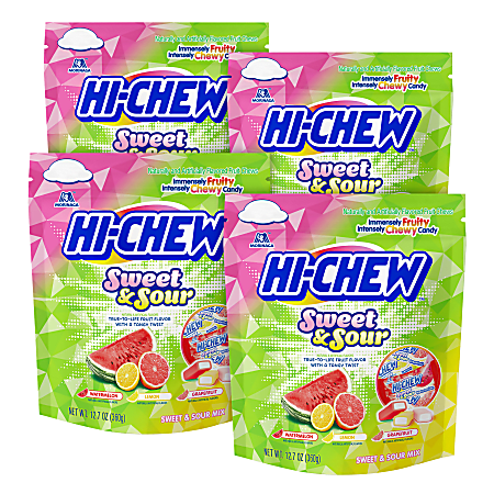 Hi-Chew Fruit Chew Sour Citrus Mix, 12.7 Oz, Pack Of 4 Bags