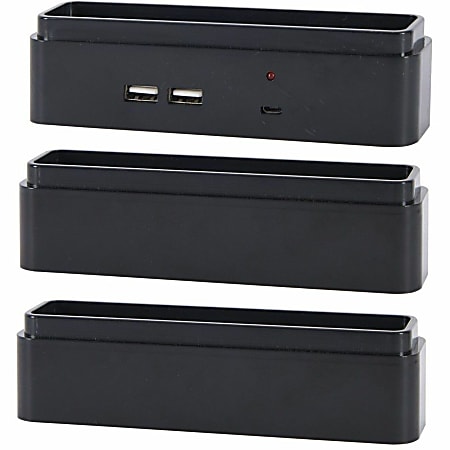 Data Accessories Company DAC Stax Monitor Desk Riser Block Kit With 2 USB Charging Ports, 1.5"H x 1.5"W x 6"L, Black