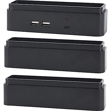 DAC Stax Monitor Desk Riser Block Kit With 2 USB Charging Ports, 1.5"H x 1.5"W x 6"L, Black