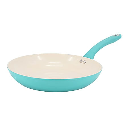 Martha Stewart Everyday Rexford Aluminum Ceramic Nonstick Frying Pan, 9-1/2”, Teal