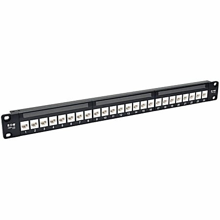 Tripp Lite 24-Port Cat6a Patch Panel Feedthrough Rackmount RJ45 Ethernet 1U, N2540246A