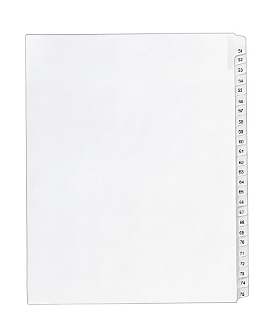 Avery® Allstate®-Style Collated Legal Exhibit Dividers, 8 1/2" x 11", White Dividers/White Tabs, 51–75, Pack Of 25 Tabs