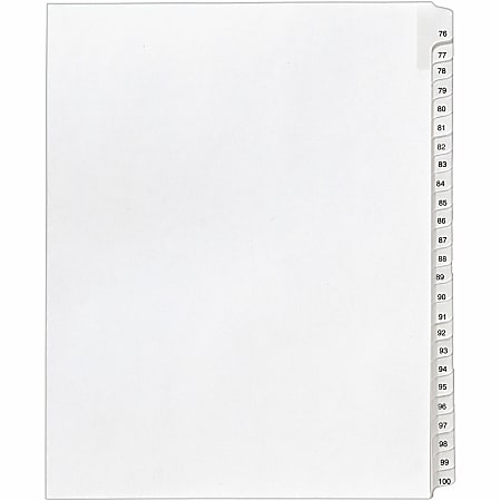 Avery® Allstate®-Style Collated Legal Exhibit Dividers, 8 1/2" x 11", White Dividers/White Tabs, 76–100, Pack Of 25 Tabs