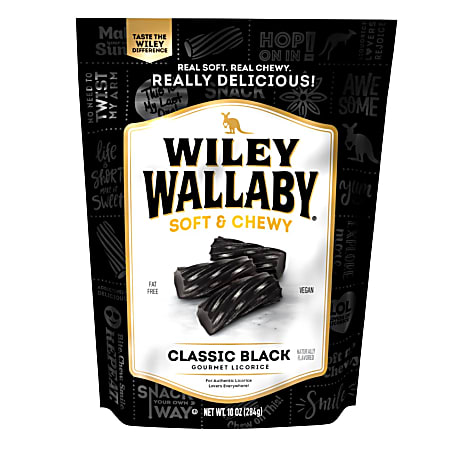 Wiley Wallaby Classic Black Licorice, 10 Oz, Pack Of 10 Candy Bags