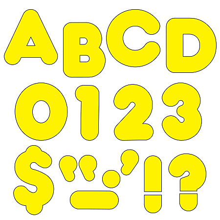 TREND Ready Letters®, 4", Casual UppercaseLetters/Numbers, Yellow, Pack Of 72
