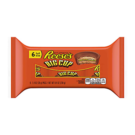 Reese's Big Cup Peanut Butter Cups, 2 Cups Per Bag, Pack Of 6 Bags