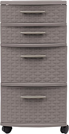 Inval 4-Drawer Storage Cabinet, 25-1/2" x 12-1/2", Taupe