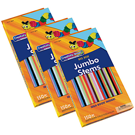 Creativity Street Stem Variety Pack, 12" x 6 mm, Assorted Colors, 150 Pieces Per Pack, Set Of 3 Packs
