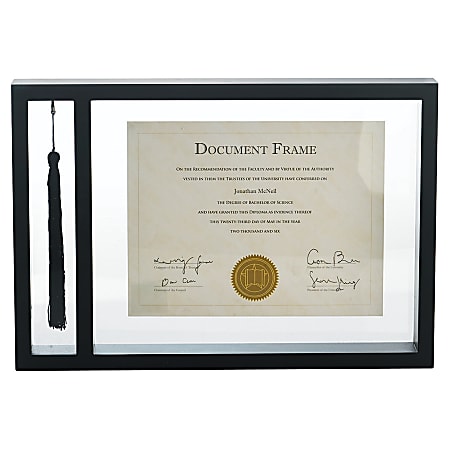Diploma Frame With Floating Graduation Tassel, 8 1/2" x 11", Black