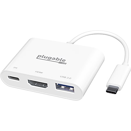 Plugable USB C Mini Dock with HDMI, USB 3.0 and Pass-Through Charging Compatible with 2018 iPad Pro, 2018 MacBook Air, Dell XPS 1315, Thunderbolt 3 and More - (Supports Resolutions up to 4K@30Hz), Driverless