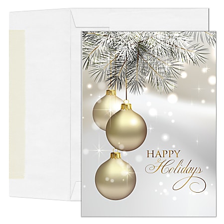 Custom Full-Color Holiday Cards With Envelopes, 5" x 7", Shining Holiday, Box Of 25 Cards