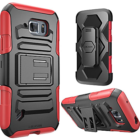 i-Blason Prime Carrying Case (Holster) Smartphone - Red - Impact Resistant, Shock Resistant - Silicone, Polycarbonate Body - Holster, Belt Clip