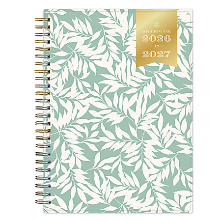 Planner Notes DD Scattered Leaves Green 5.875x8.625 AY26–27