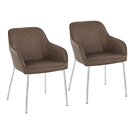 LumiSource Daniella Contemporary Dining Chairs, Espresso/Chrome, Set Of 2 Chairs