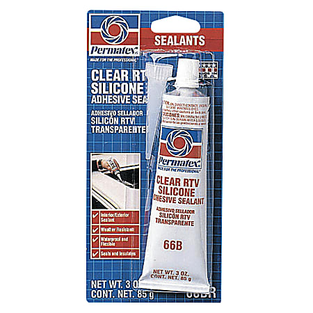 Clear RTV Silicone Adhesive Sealants, 3 oz Tube, Clear