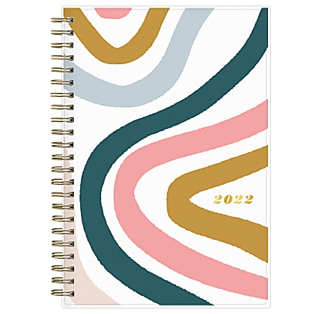 Blue Sky™ Brit + Co Frosted Weekly/Monthly Planner, 5" x 8", Rainbow Swirls, January To December 2022, 136014