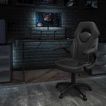 Flash Furniture Gaming Desk And Racing Chair Set With Cup Holder Headphone Hook and MonitorSmartphone Stand Black Office Depot