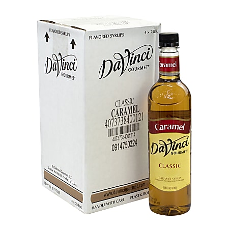 DaVinci Gourmet Syrup, Caramel, 25.36 Oz, Pack Of 4 Bottles