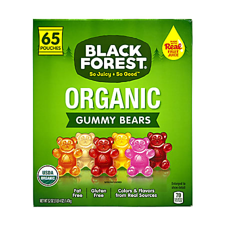 Black Forest Organic Gummy Bears 0.8 Oz Bag Box Of 65 Bags