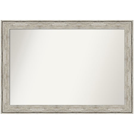 Amanti Art Non-Beveled Rectangle Framed Bathroom Wall Mirror, 29” x 41”, Crackled Metallic