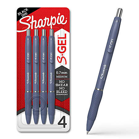 Sharpie S-Gel, Gel Pens, Medium Point (0.7mm), Moonlit Midnight Barrel, Black Ink, 4 Count
