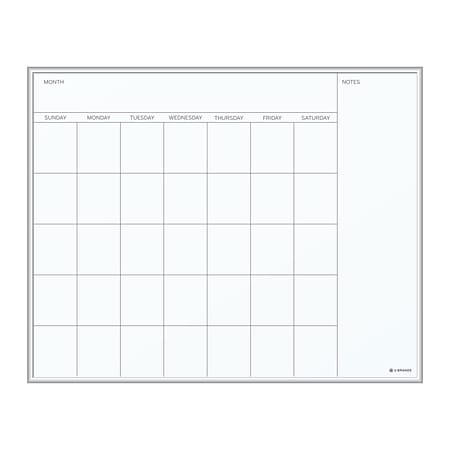 U Brands® Magnetic Dry Erase Monthly Calendar Board, 20" X 16", Silver Aluminum Frame