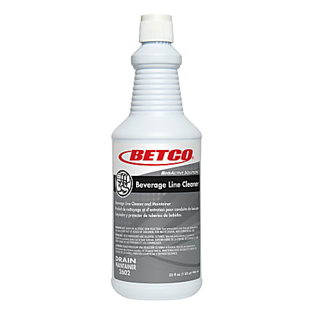 Betco® BioActive Solutions™ Beverage Line Cleaners, Fresh Scent, 37.6 Oz, Teal, Pack Of 12 Cleaners