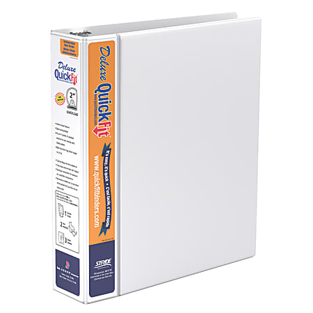 Stride® QuickFit® Space-Saving D-Ring Deluxe View Binder, 2" Rings, 42% Recycled, White
