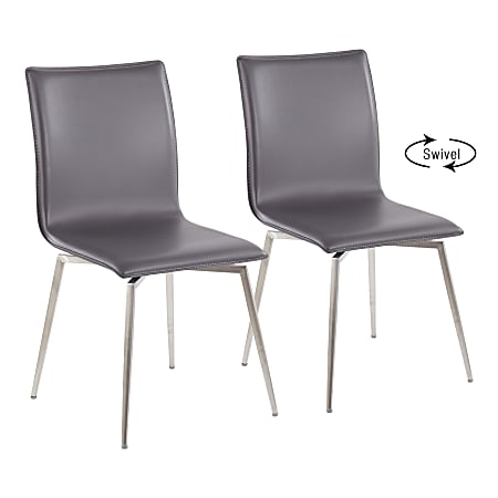 LumiSource Mason Upholstered Chairs, Gray/Stainless Steel, Set Of