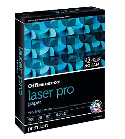 Office Depot® Laser Pro Paper, White, Letter Size (8 1/2" x 11"), Ream Of 500 Sheets, 28 Lb, 97 Brightness
