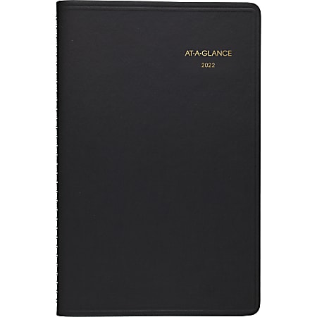 AT-A-GLANCE® 13-Month Weekly Planner, 5" x 8", Black, January 2022 To January 2023, 7010005