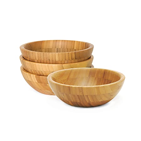 Lipper 3-Piece Bamboo Salad Bowl Set With Servers, 14”, Brown