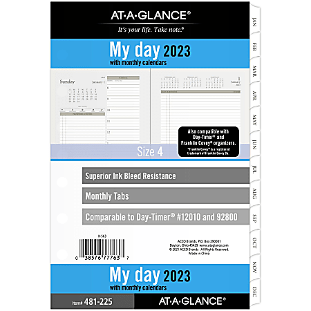 AT-A-GLANCE 2023 RY Daily Planner Two Page Per Day Refill, Loose-Leaf, Desk Size, 5 1/2" x 8 1/2"
