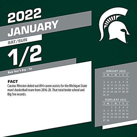 Lang Turner Licensing Boxed Daily Desk Calendar 5 14 x 5 14 Michigan State  University January To December 2022 - Office Depot