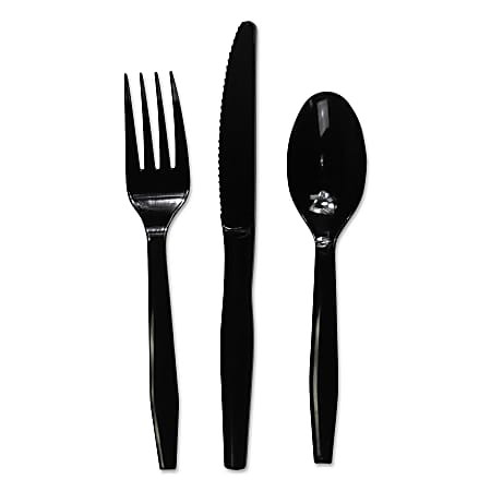 Boardwalk® Mediumweight 3-Piece Cutlery Kits, Black, Pack Of 250 Kits