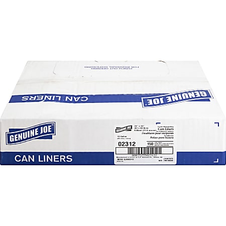 Genuine Joe 75% Recycled Heavy-Duty Contractor Trash Bags,  0.8 mil, 13 Gallons, 24" x 31", White, Box Of 150