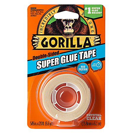 Gorilla Glue Super Glue Double-Sided Tape, 5/8" x 6.6 Yd., White, Total Qty 6