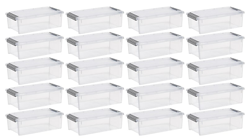Iris Stack And Pull Totes, 5.75 Qt, Clear, Set Of 20 Totes