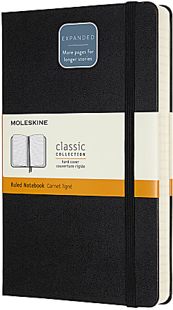 Moleskine Classic Expanded Hard Cover Notebook, 5" x 8-1/4", Ruled, 400 Pages, Black