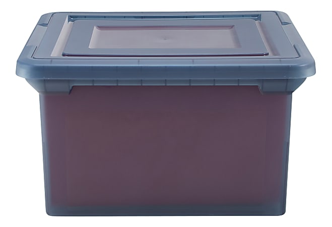  Office Depot Stackable File Tote Box, Letter/Legal Size, 10  13/16in.H x 14 1/8in.W x 18in.D, Blue/Clear, 170007 : Storage File Boxes :  Office Products